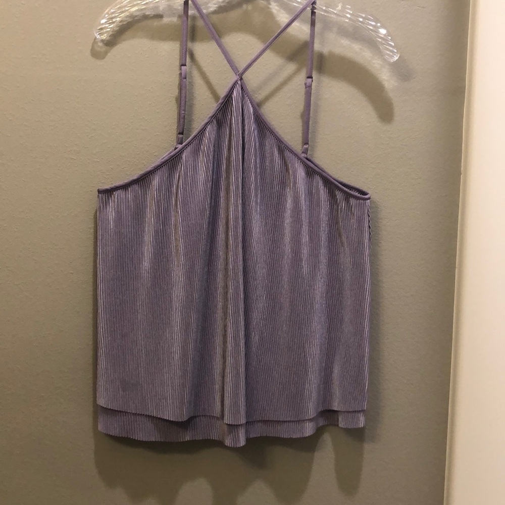 UO Purple Flowing Plisse Halter Tank in Purple